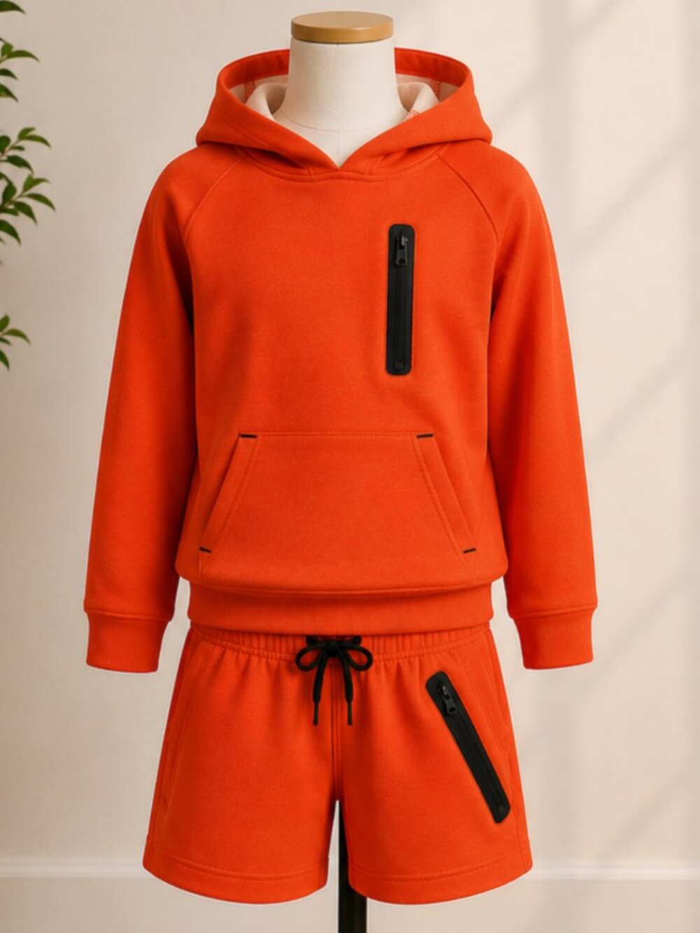 Ocean Current Active Kids 2-Piece Hoodie & Shorts Set NWT Size M Blaze Orange